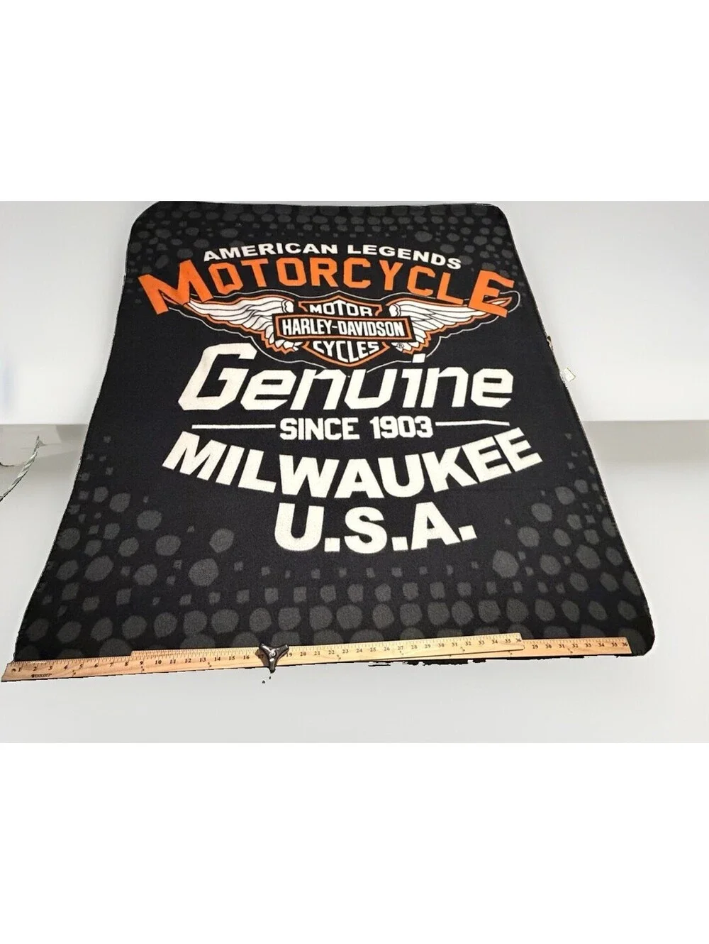 Harley Davidson Fleece Throw Bar and Sheild Black with White Wings 44